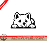 Cheerful Akita Inu Peek SVG - Digital Product in Multiple Formats